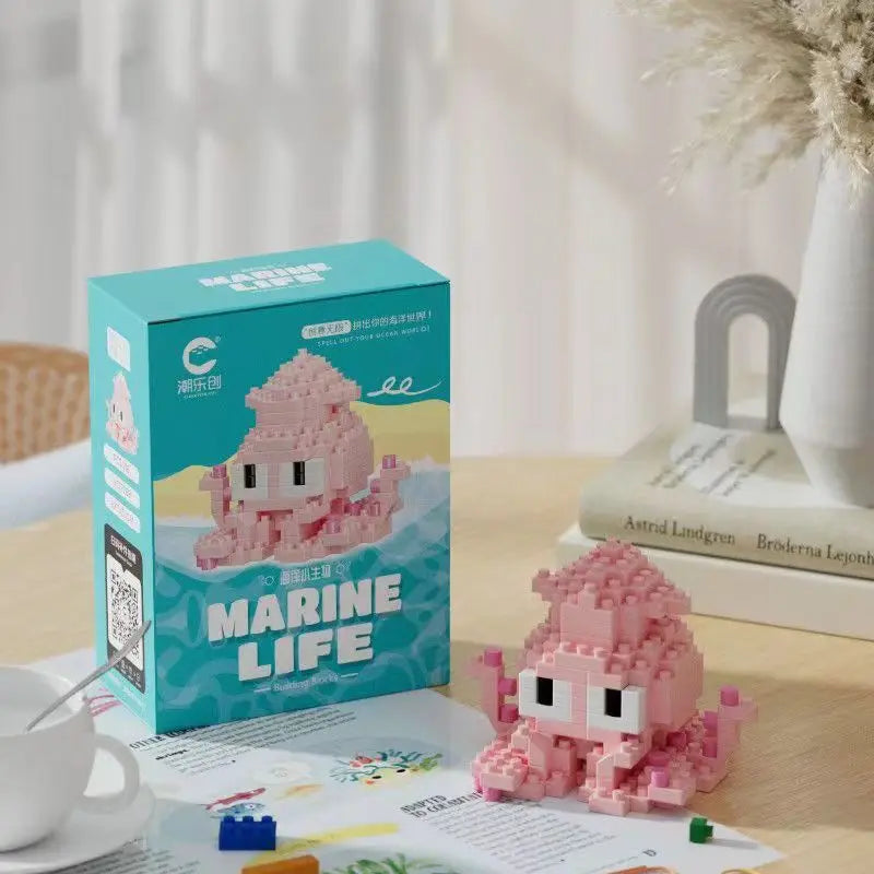 Calamar 3D de Micro Bloques. Constrúyelo Pieza a Pieza