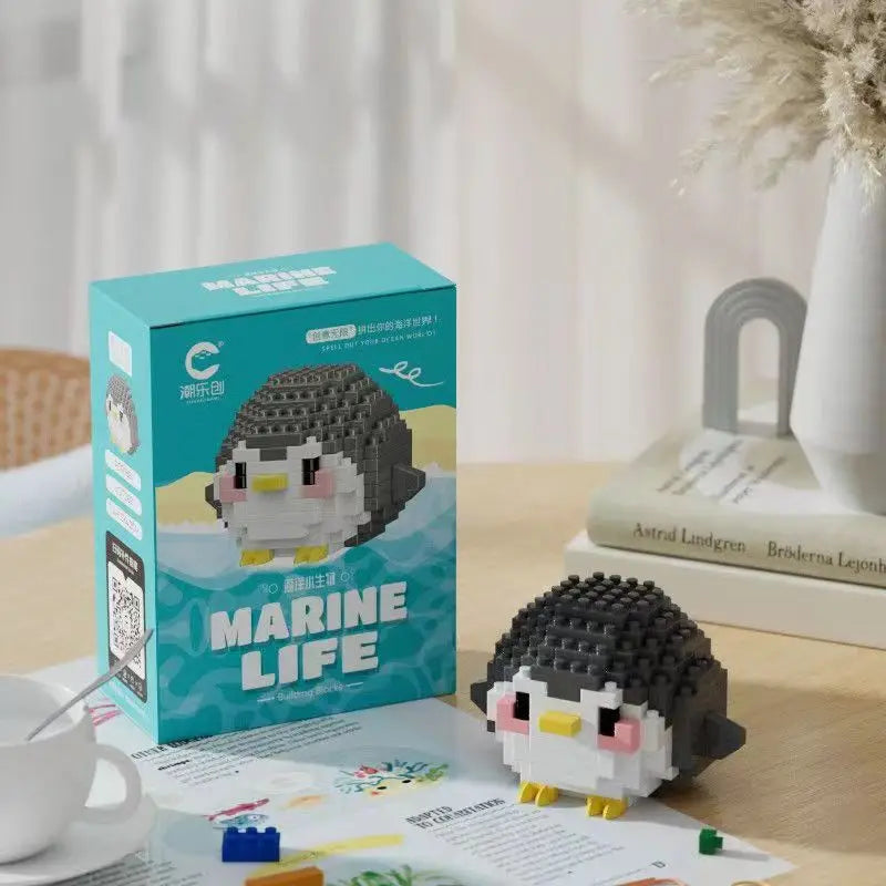 Pingüino 3D de Micro Bloques. Constrúyelo Pieza a Pieza