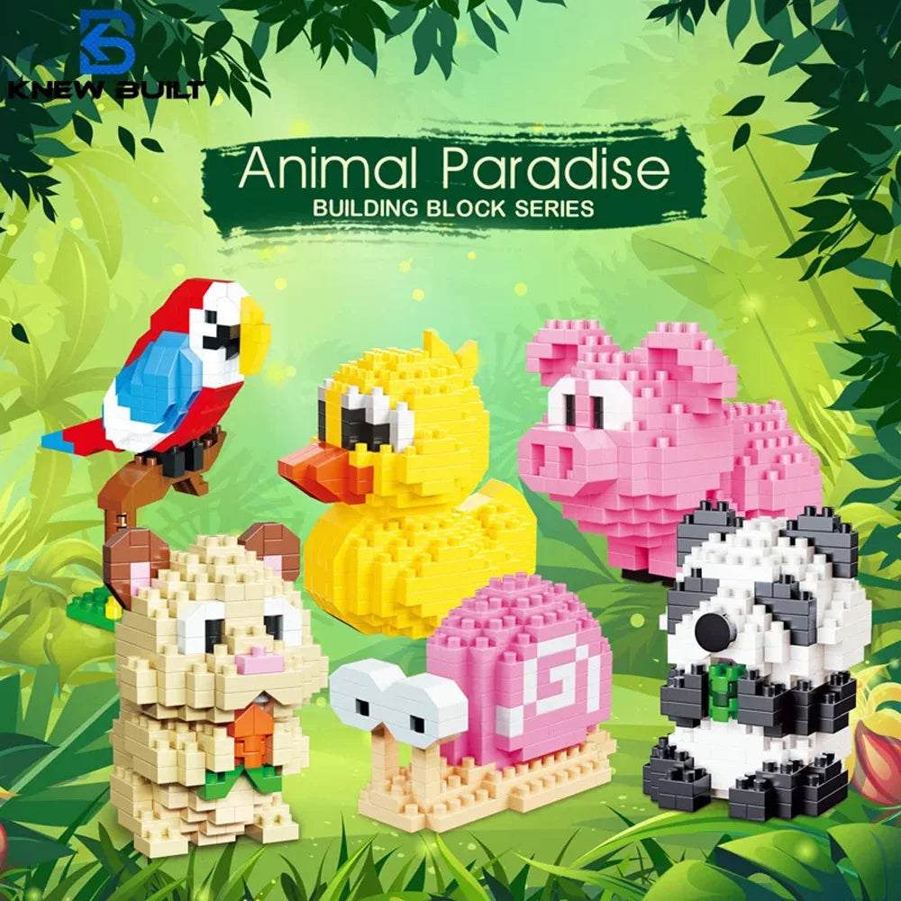 Pack de 6 animales 3D de Micro Bloques. Construyelos pieza a pieza